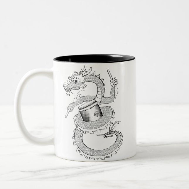 Taza Bicolor Dragón de Taiko en negro y blanco (Izquierda)