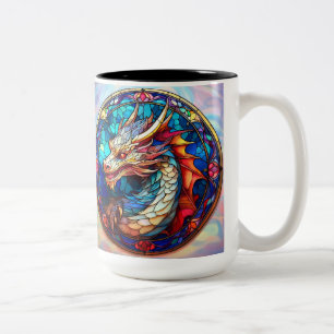 Taza Bicolor Dragón de Vidrio Emplomado para Diestros