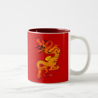 Taza Bicolor Dragón del oro y del naranja por Año Nuevo chino