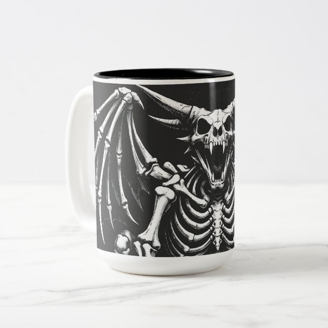 Taza Bicolor Dragón Esqueleto por BurnsInHell (Anverso izquierdo)