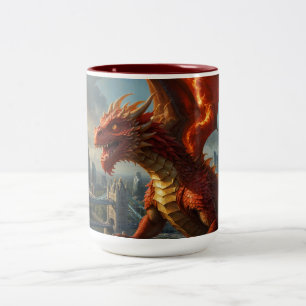 Taza Bicolor Dragón galés rojo aterroriza Londres