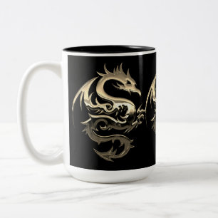 Taza Bicolor Dragón metálico de oro