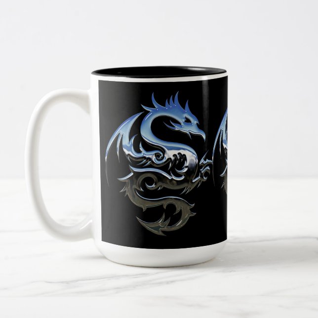 Taza Bicolor Dragón metálico plateado (Izquierda)