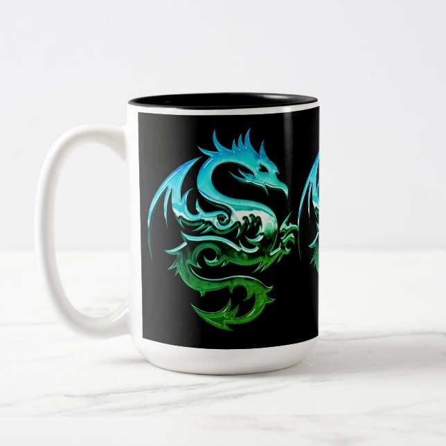 Taza Bicolor Dragón metálico verde (Izquierda)