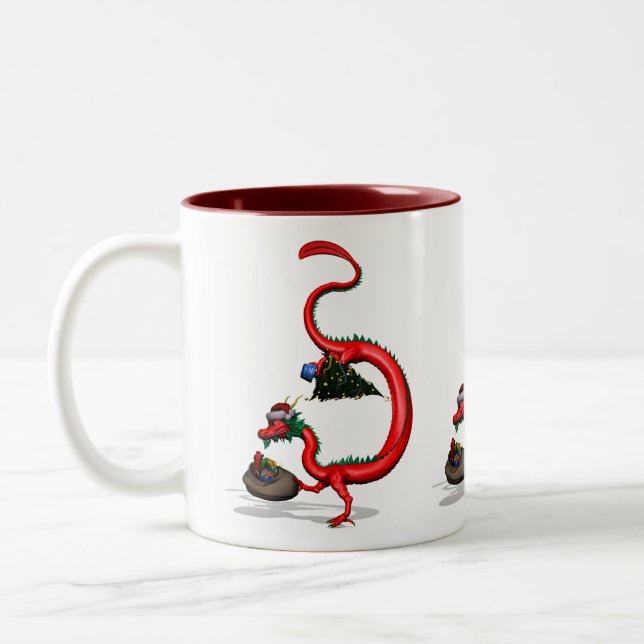 Taza Bicolor Dragón oriental rojo (Izquierda)