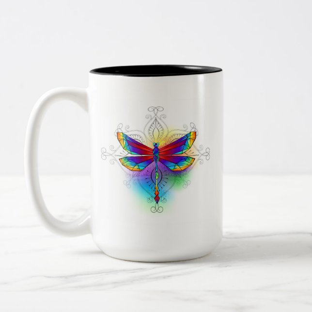 Taza Bicolor Dragón poligonal arcoiris (Izquierda)