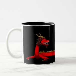 Taza Bicolor Dragón Rojo
