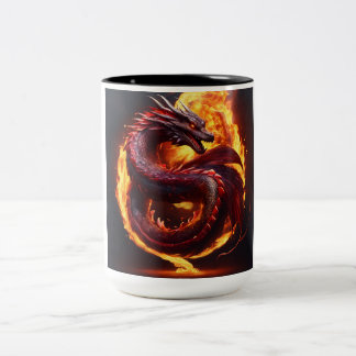 Taza Bicolor Dragón rojo místico