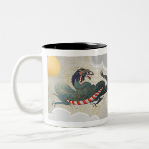 Taza Bicolor Dragones gemelos japoneses de 11 onzas