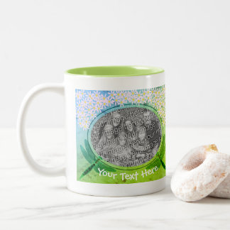 Taza Bicolor Dragonflies Daisy Flowers Foto personalizada