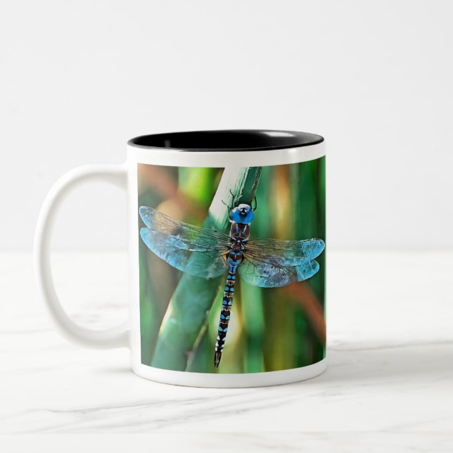 Taza Bicolor Dragonfly de fantasía en turquesa y negro (Izquierda)