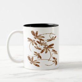 Taza Bicolor Dragonfly Frenzy Gold