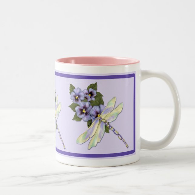 Taza Bicolor Dragonfly y Pansies (Derecha)