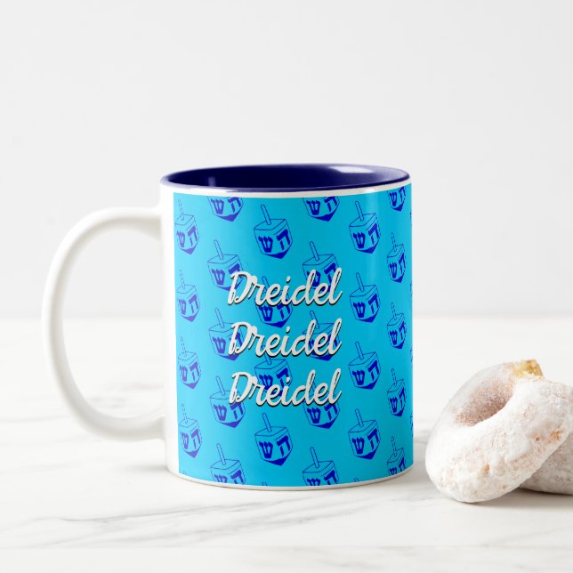 Taza Bicolor Dreidel Dreidel Dreidel (Con donut)
