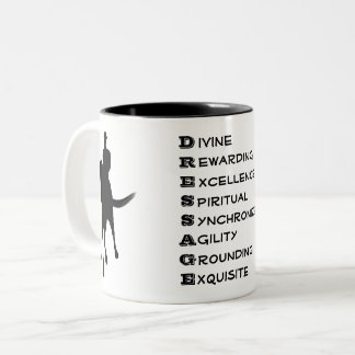 Taza Bicolor Dressage Es Una Silueta De Caballo Y Jinete