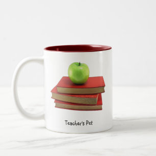 Taza Bicolor Drinkware Mascota de profesores de Apple y Libros 