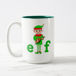 Taza Bicolor Duende musical moderno de Navidad