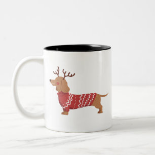 Taza Bicolor Dueño de perro de Navidad Regalo de Dachshund Navi