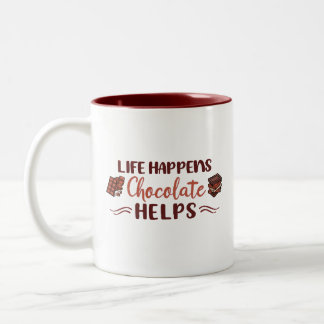 Taza Bicolor Dulce alivio La vida sucede el chocolate ayuda al