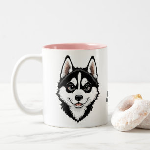 Taza Bicolor Dulce cachorro Husky Siberiano