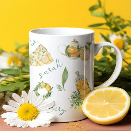 Taza Bicolor Dulce color de agua botánica limón personalizado