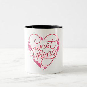 Taza Bicolor Dulce cosa Red Rosa Cute Lettering Valentine