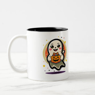 Taza Bicolor Dulce Fantasma Sosteniendo Cubeta de Caramelo de C