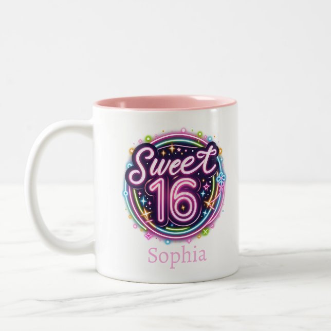 Taza Bicolor Dulce galáctico 16 - Cumpleaños del Personalizable (Izquierda)