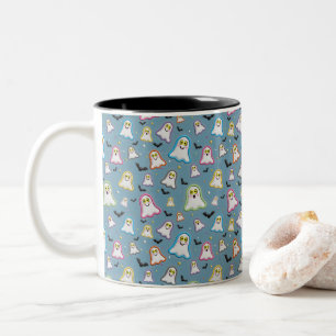 Taza Bicolor Dulce Halloween Fantasma, Murciélagos, Estrella, C