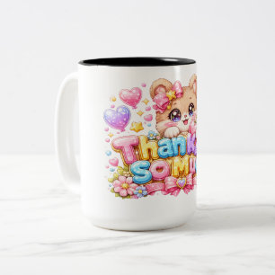 Taza Bicolor Dulce Kawaii Gracias Teddy Bear Pastel Pi