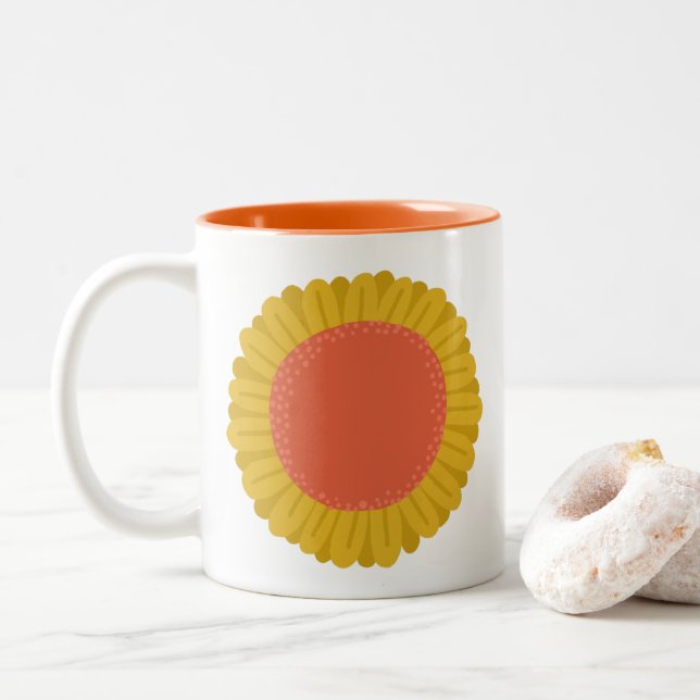 Taza Bicolor Dulce PERSONALIZADO de flores de margarita (Con donut)