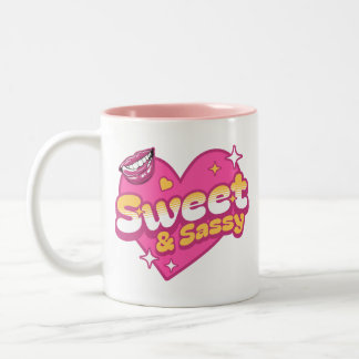 Taza Bicolor Dulce y Sassy Corazón Retro