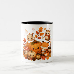 Taza Bicolor Dulces Animales de Otoño Kawaii Calabaza Zorro Búh