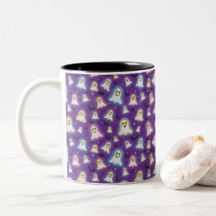 Taza Bicolor Dulces Fantasmas, Murciélagos, Estrellas, Confeti 