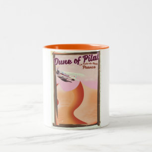 Taza Bicolor Duna de Pilat, carteles de viaje vintage de Franci