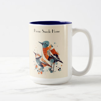 Taza Bicolor Dúo de aviario escandinavo, personalizado