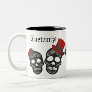 Taza Bicolor Dúo de cráneo negro Thunder_Cove