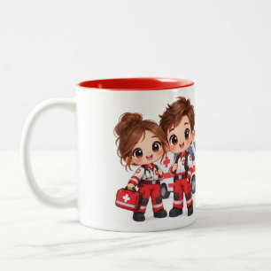 Taza Bicolor Dúo de Paramédicos Cuidadosos