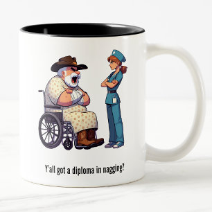 Taza Bicolor Duras clasificaciones de Texas y enfermeras enojad