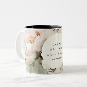 Taza Bicolor Dusky Rubor Peony Watercolor Floral Bunch Business