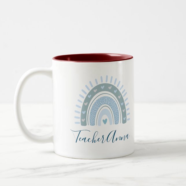 Taza Bicolor Dusty Blue Rainbow Calligraphy Teacher (Izquierda)