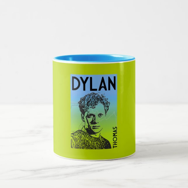 Taza Bicolor Dylan Thomas Welsh Poet (Centro)