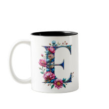 E Coffee Mug - Diseño floral para regalo