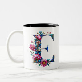 Taza Bicolor E Coffee Mug - Diseño floral para regalo