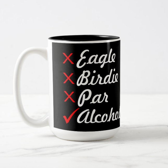 Taza Bicolor Eagle Birdie Par Alcohol Humor (Izquierda)
