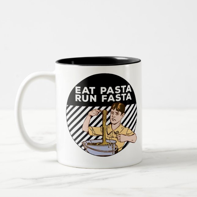 Taza Bicolor Eate Pasta Run Fasta (Izquierda)