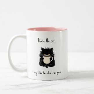 Taza Bicolor Echarle la culpa al gato Amante de los gatos negro
