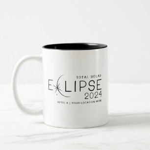 Taza Bicolor Eclipse Solar 2024 Ubicación Personalizada Conmemo