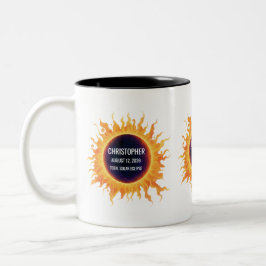 Taza Bicolor Eclipse Total de Sol Acuarela en Negrita 2026 Nomb