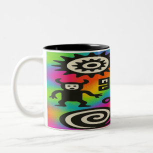 Taza Bicolor Ecos antiguos - Mug petroglifo psicodélico